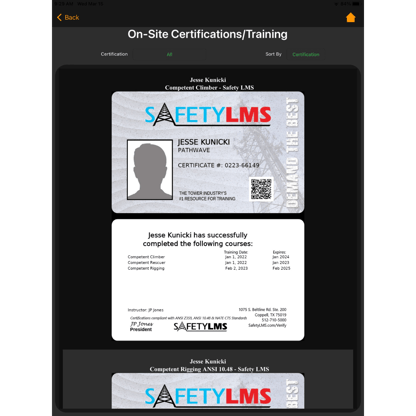 Safety LMS On-Site Certs on the iPad Screenshot (2)